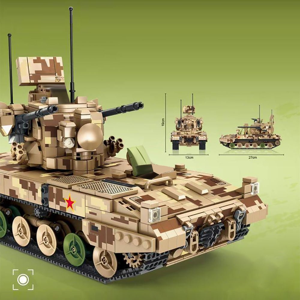 09 Type 35mm Tracked Self Propelled Anti Aircraft Artillery - Building Set | Power Brickz