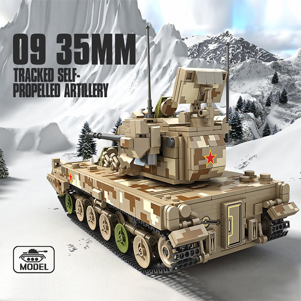 09 Type 35mm Tracked Self Propelled Anti Aircraft Artillery - Building Set | Power Brickz