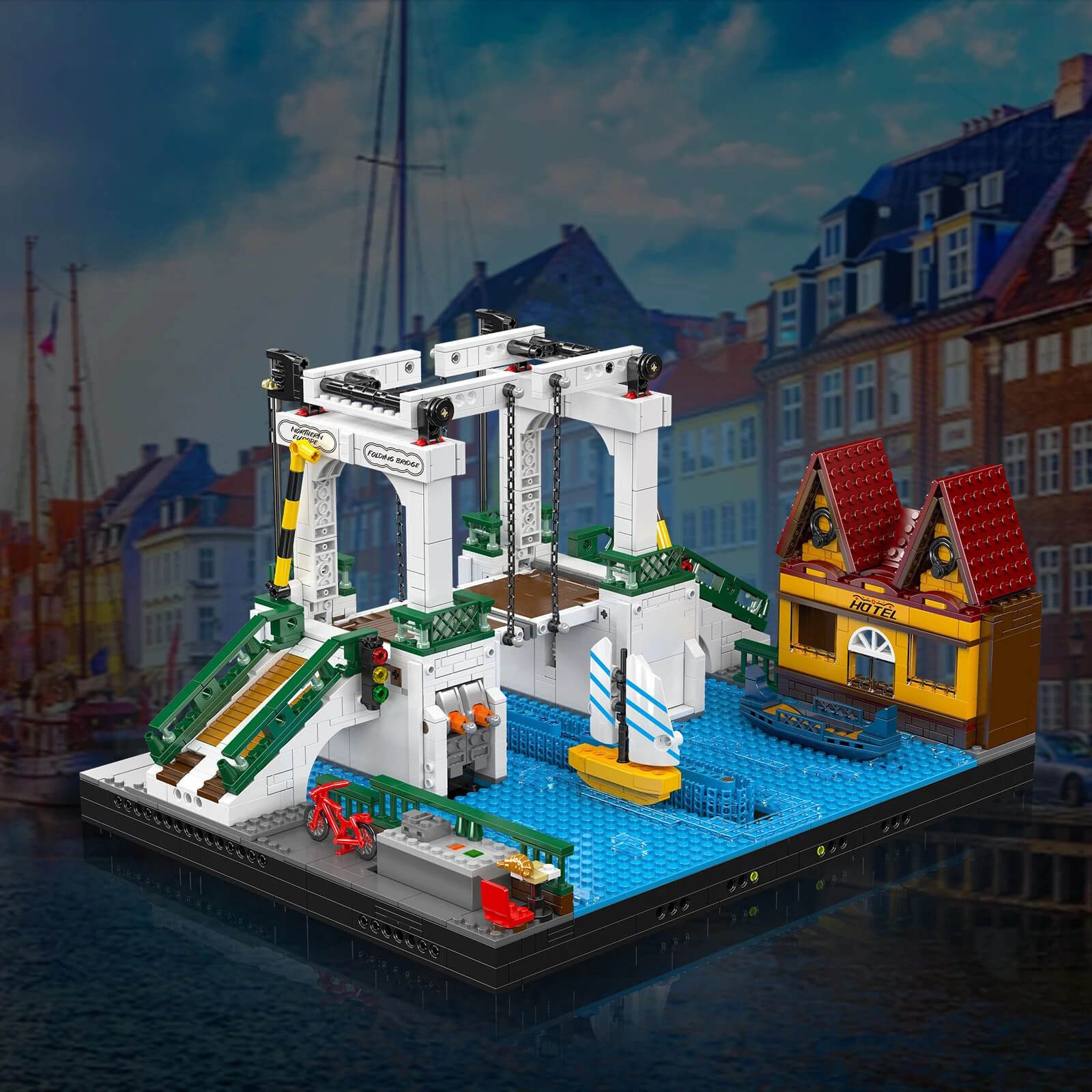 Motorized Nordic Drawbridge - Building Blocks Set | Power Brickz