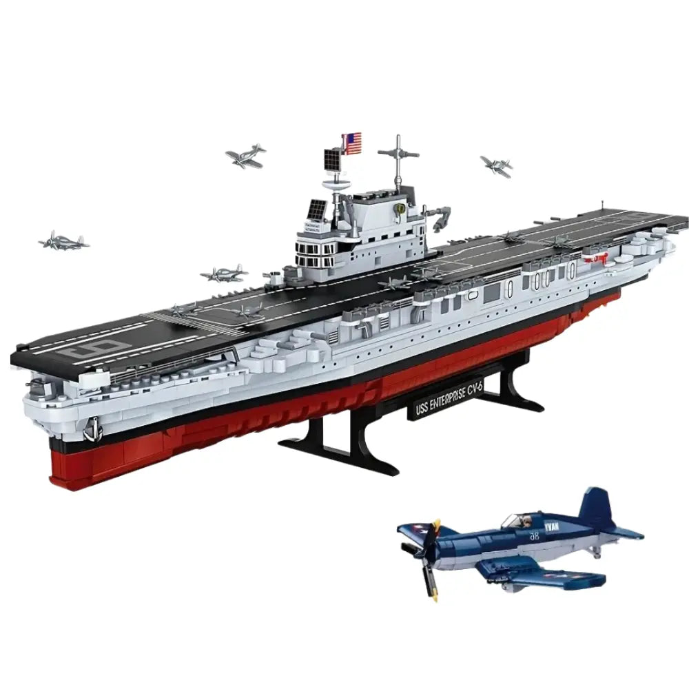 The USS CV-6 Enterprise Battleship made from building blocks