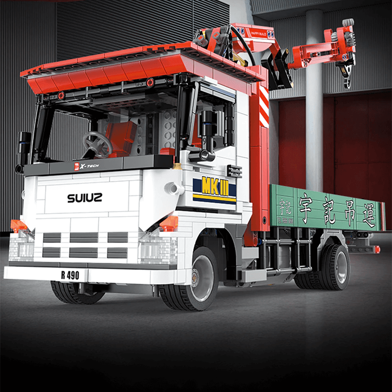 Truck With Crane Remote Control - Building Blocks Set | Power Brickz