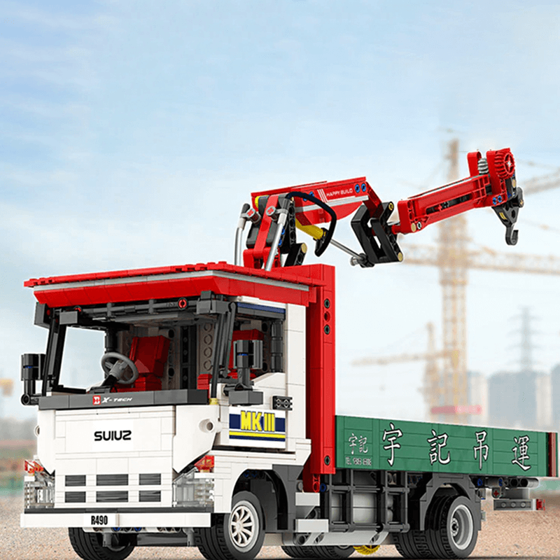 Truck With Crane Remote Control - Building Blocks Set | Power Brickz