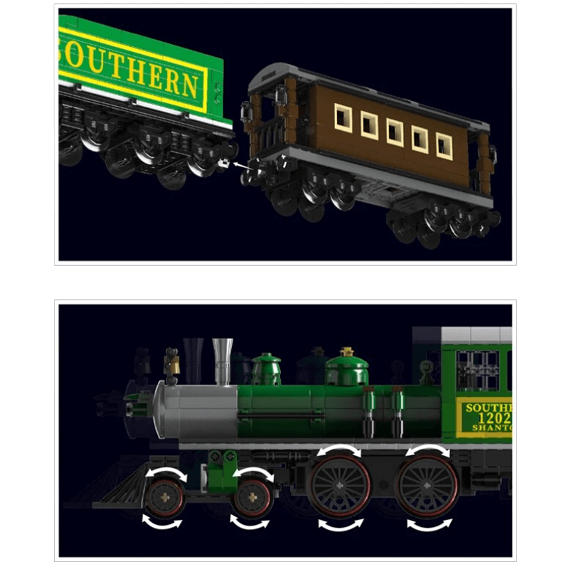 Southern Steam Locomotive Remote Control - Building Blocks Set | Power Brickz