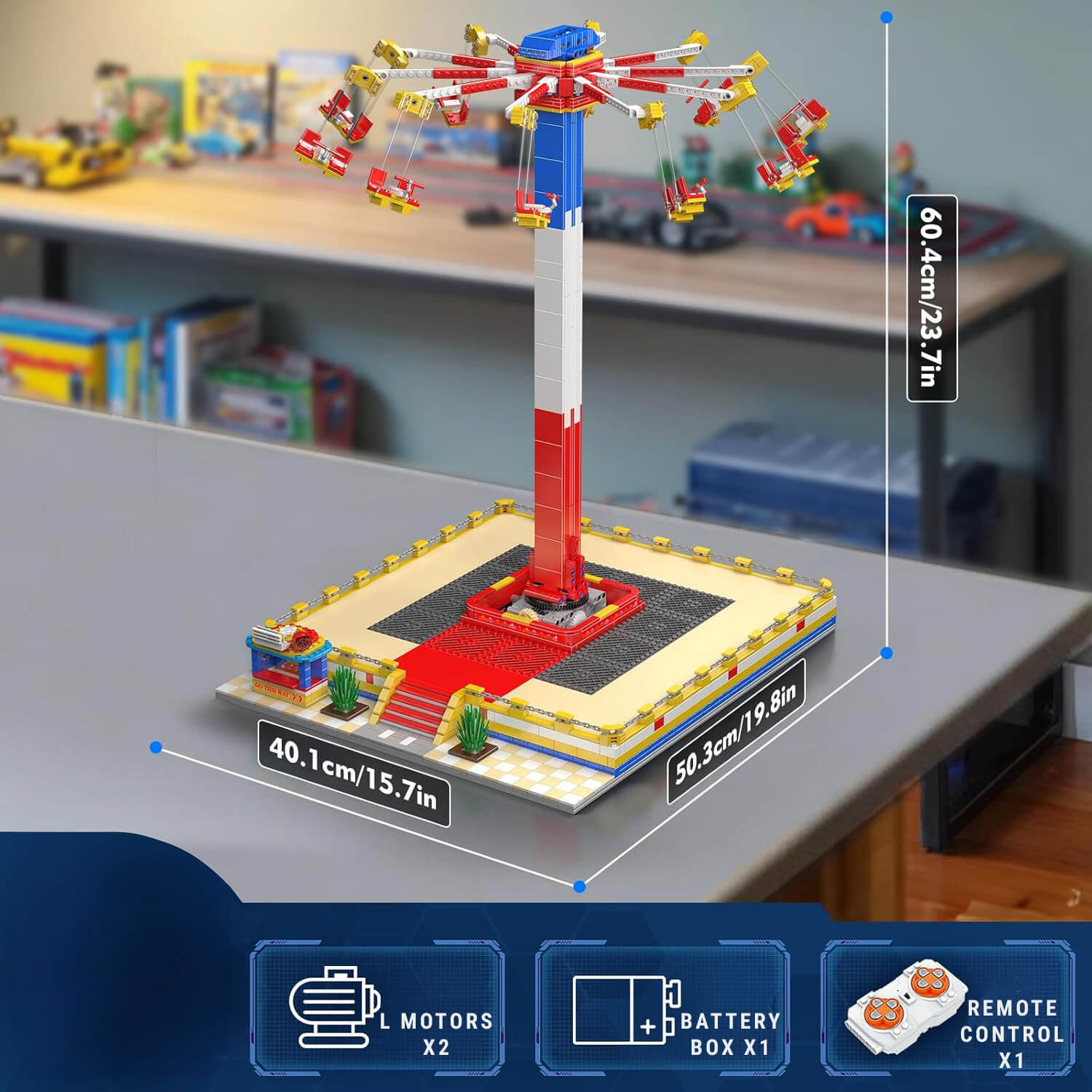 Motorized Swing Carousel - Building Blocks Set | Power Brickz