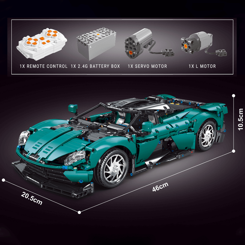 British Valhalla Hypercar Remote Control - Building Blocks Set | Power Brickz