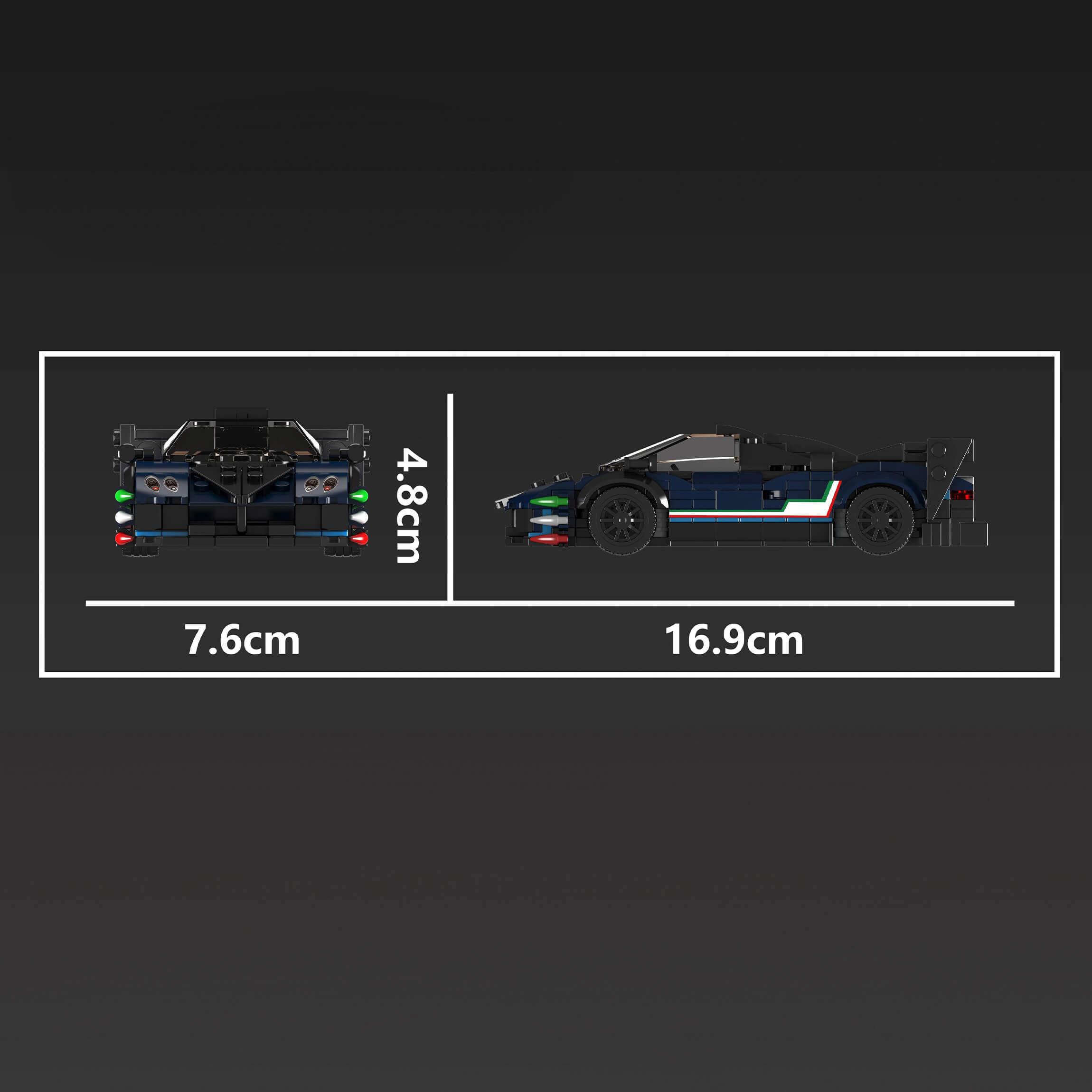 Italian Huayra Tricolore Monster V - Building Blocks Set | Power Brickz