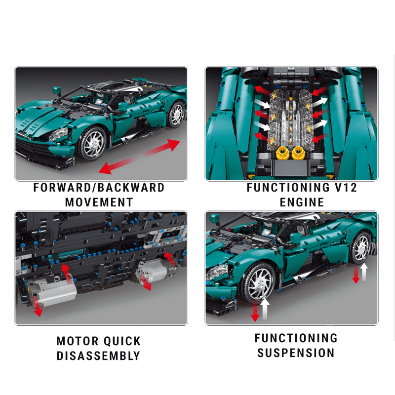 British Valhalla Hypercar Remote Control - Building Blocks Set | Power Brickz