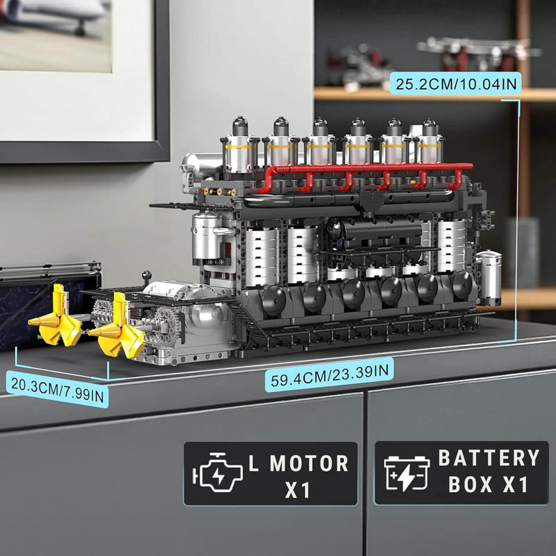 Marine Twin-Prop Diesel Engine | Building Blocks Set – Power Brickz