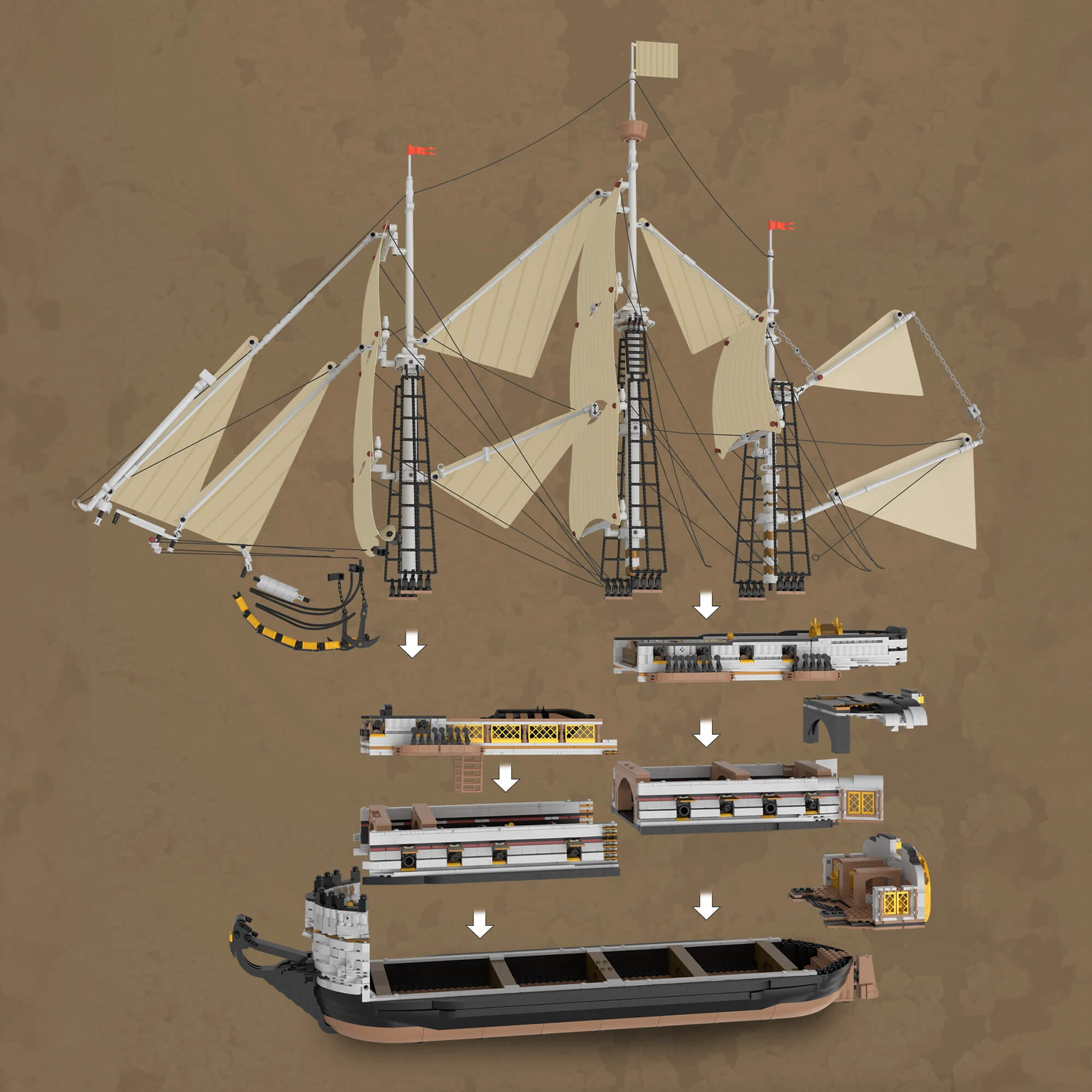 Imperial Era Warship - Building Blocks Set | Power Brickz
