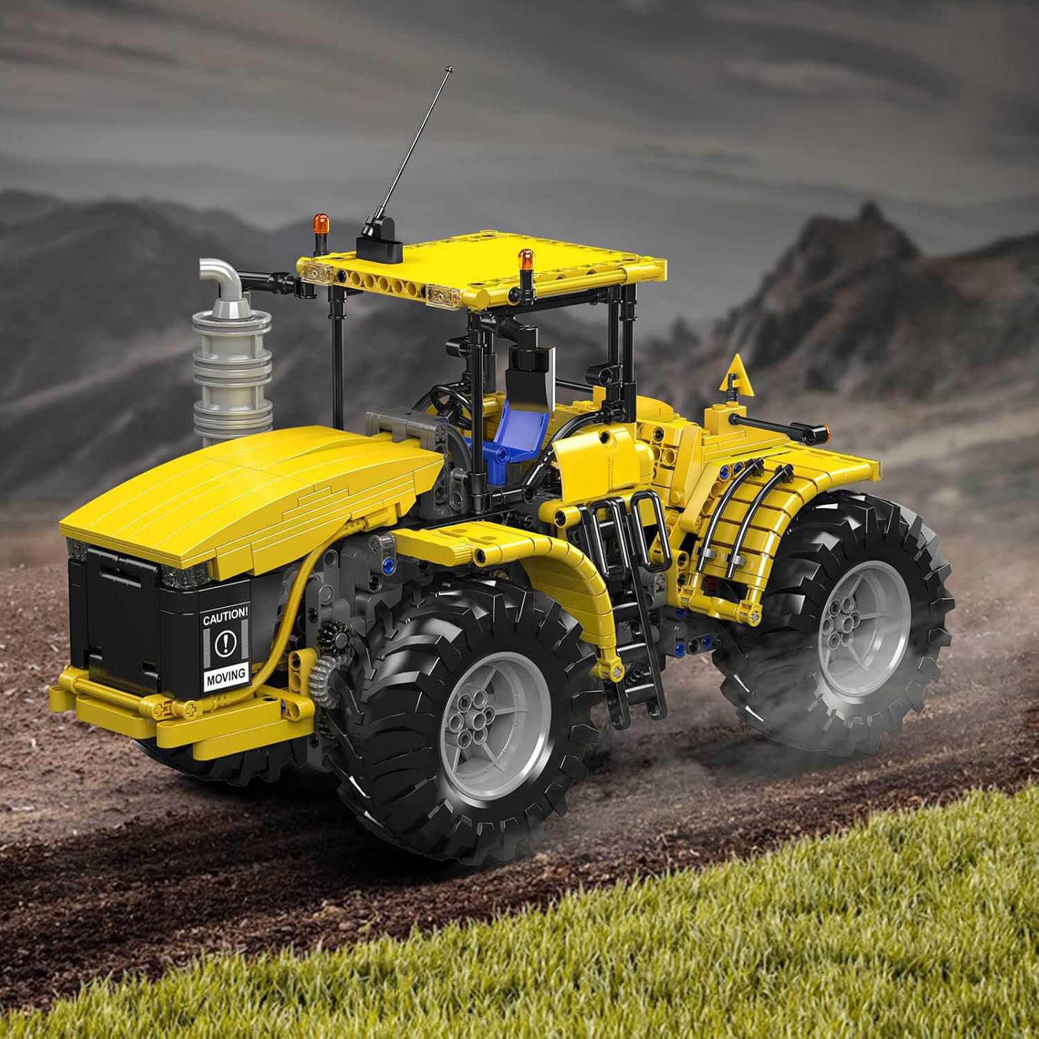 Yellow Tractor Remote Control - Building Blocks Set | Power Brickz