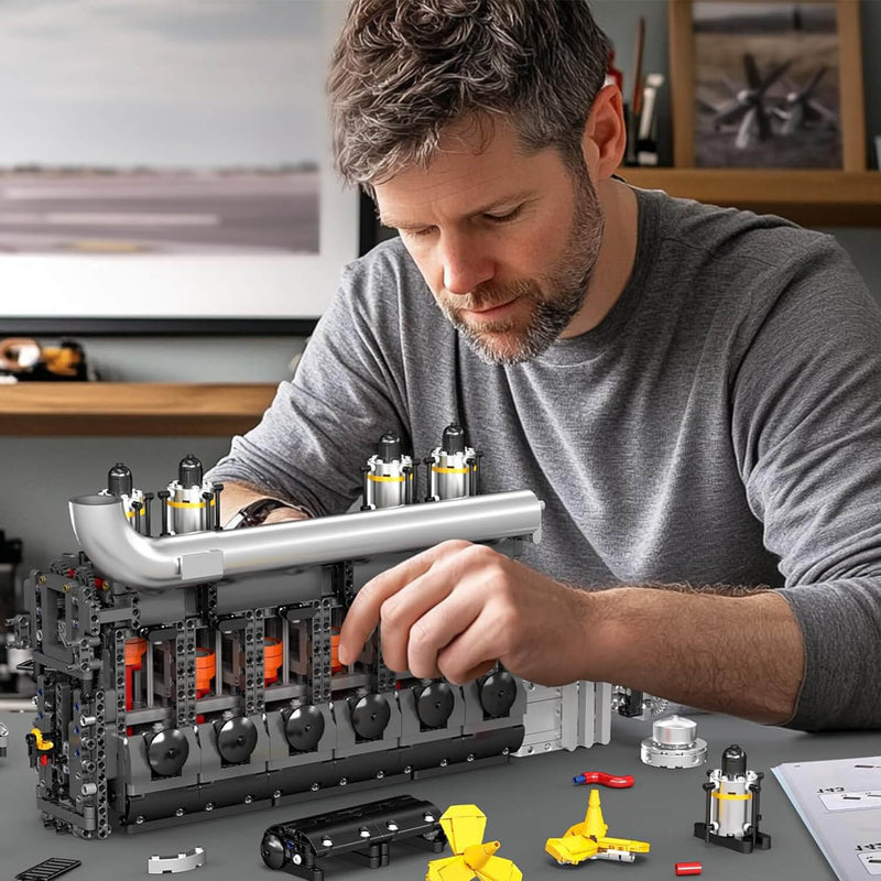 Marine Twin-Prop Diesel Engine | Building Blocks Set – Power Brickz