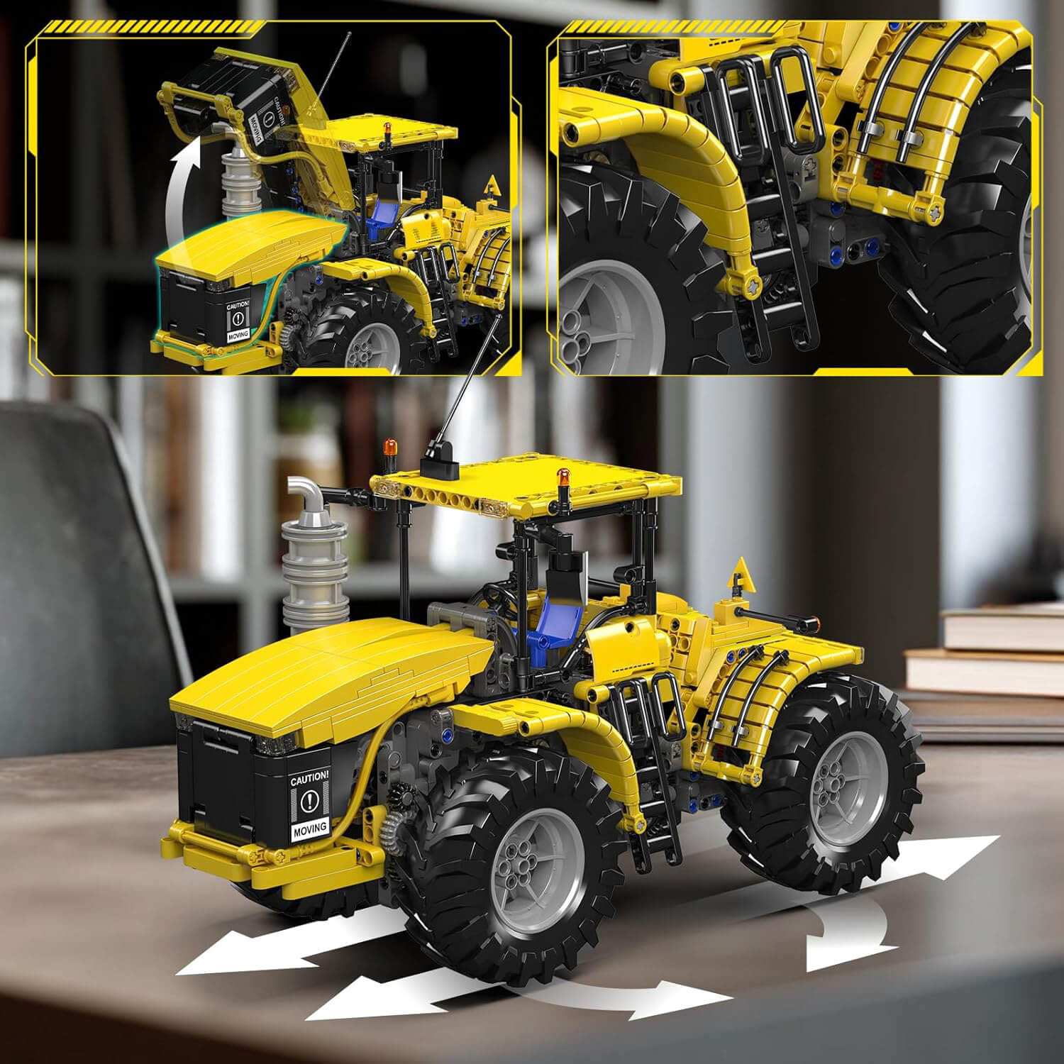 Yellow Tractor Remote Control - Building Blocks Set | Power Brickz
