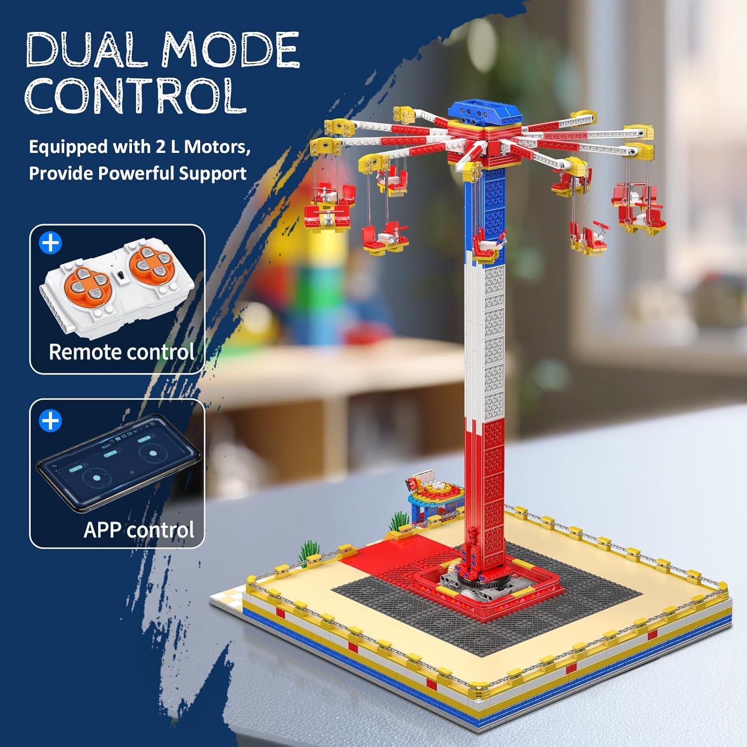 Motorized Swing Carousel - Building Blocks Set | Power Brickz