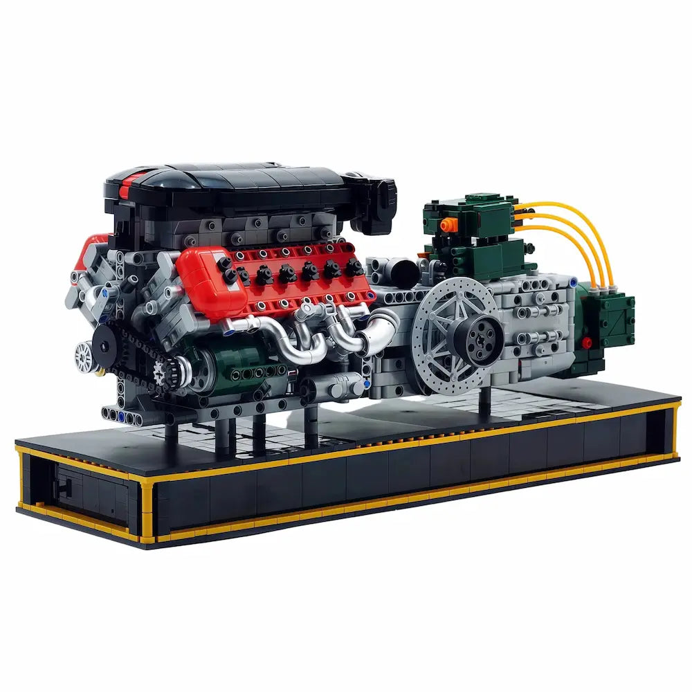 Italian V12 NA Hypercar Engine – brick-built display model made from building blocks