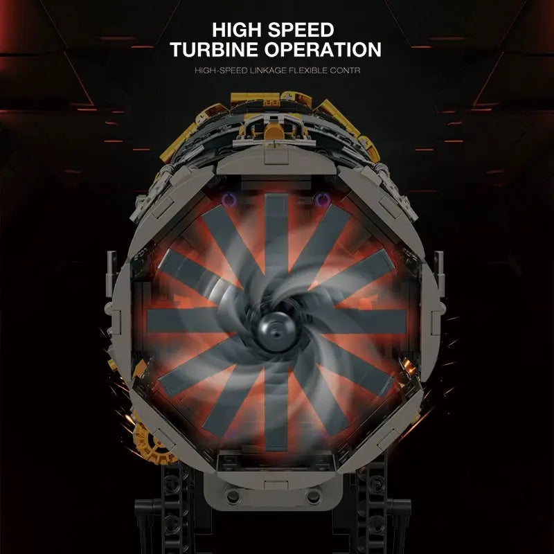 Motorised F35 Turbine Engine – brick-built display model made from building blocks