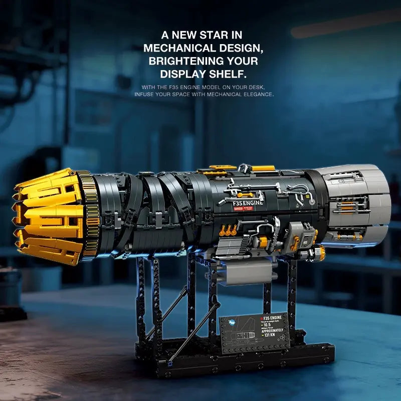 Motorised F35 Turbine Engine – brick-built display model made from building blocks