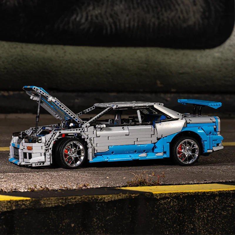 JDM R34 Coupé 'Godzilla' – brick-built display model made from building blocks