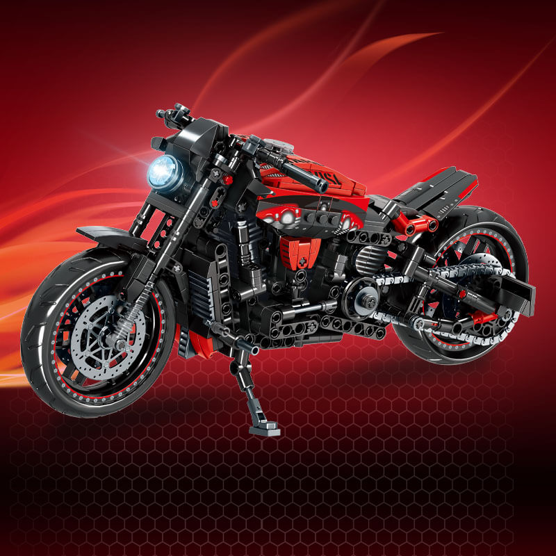 Modern Cruiser Motorcycle - Building Blocks Set | Power Brickz