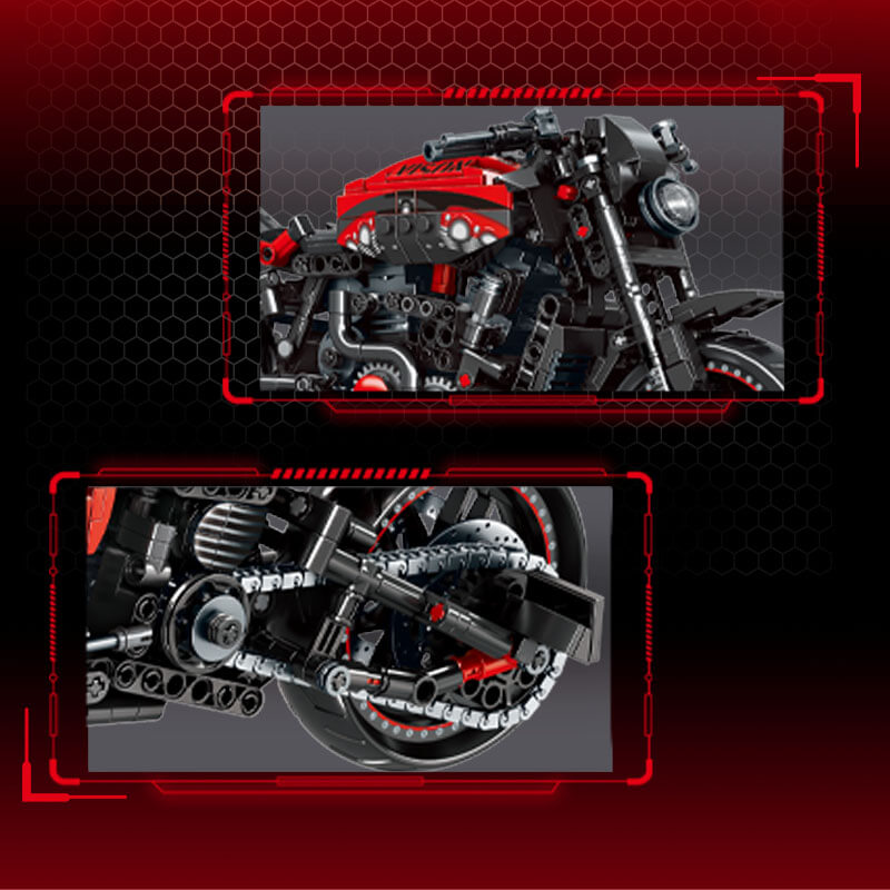 Modern Cruiser Motorcycle - Building Blocks Set | Power Brickz