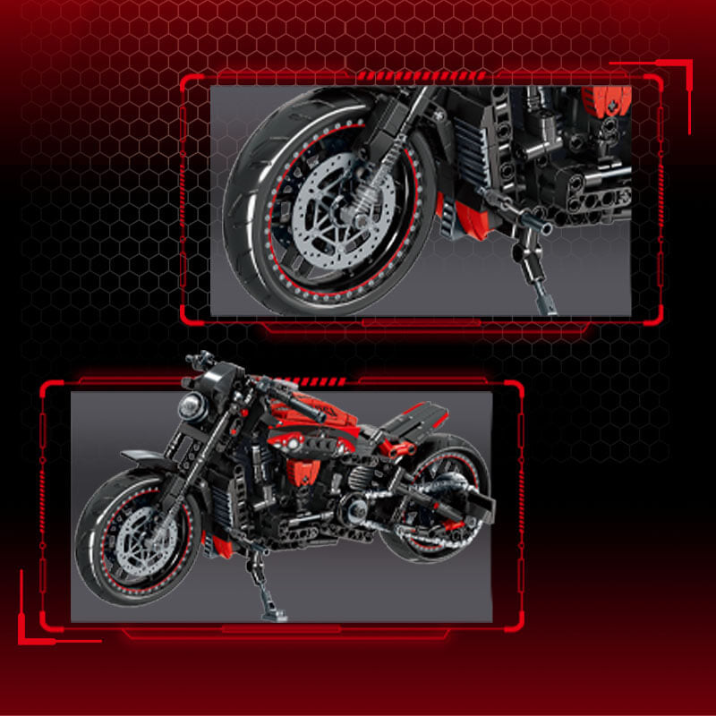 Modern Cruiser Motorcycle - Building Blocks Set | Power Brickz