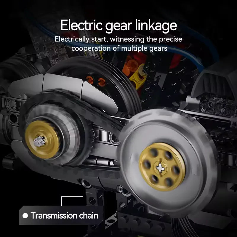 American Motorcycle V-Twin Engine – brick-built display model made from building blocks