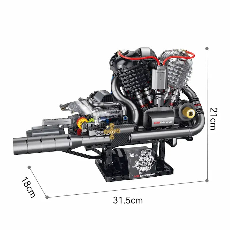 American Motorcycle V-Twin Engine – brick-built display model made from building blocks