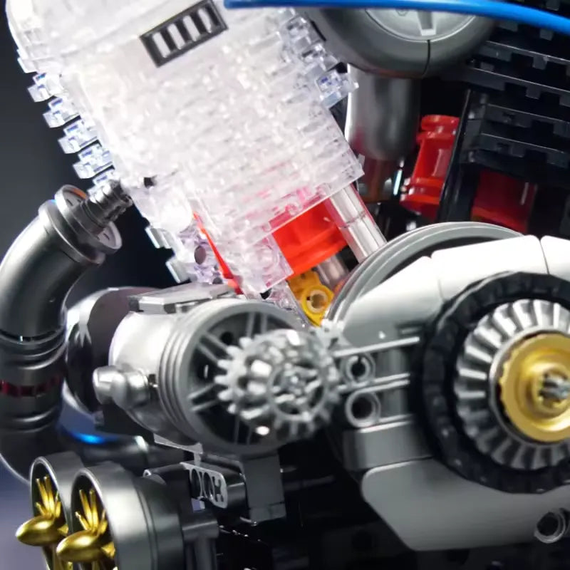 American Motorcycle V-Twin Engine – brick-built display model made from building blocks