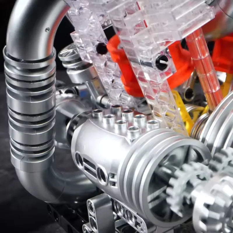 American Motorcycle V-Twin Engine – brick-built display model made from building blocks