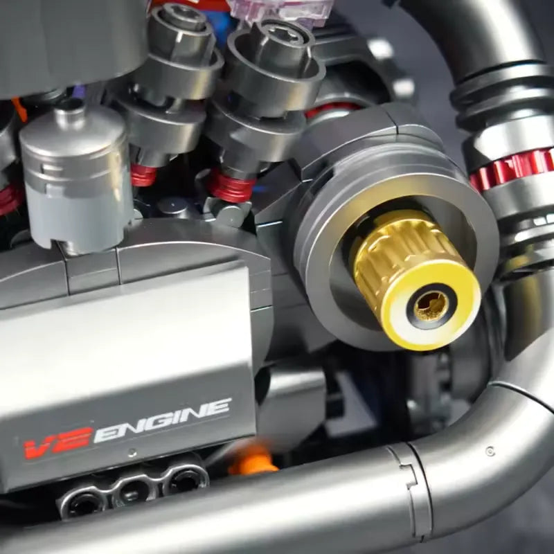 American Motorcycle V-Twin Engine – brick-built display model made from building blocks