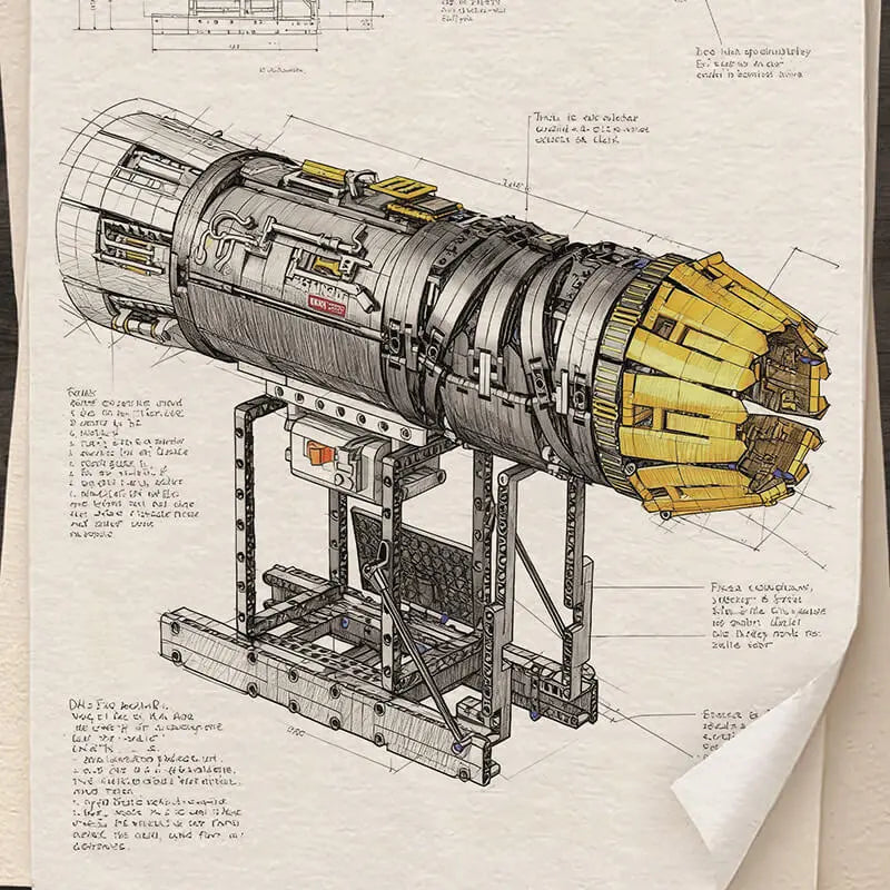 Motorised F35 Turbine Engine – brick-built display model made from building blocks