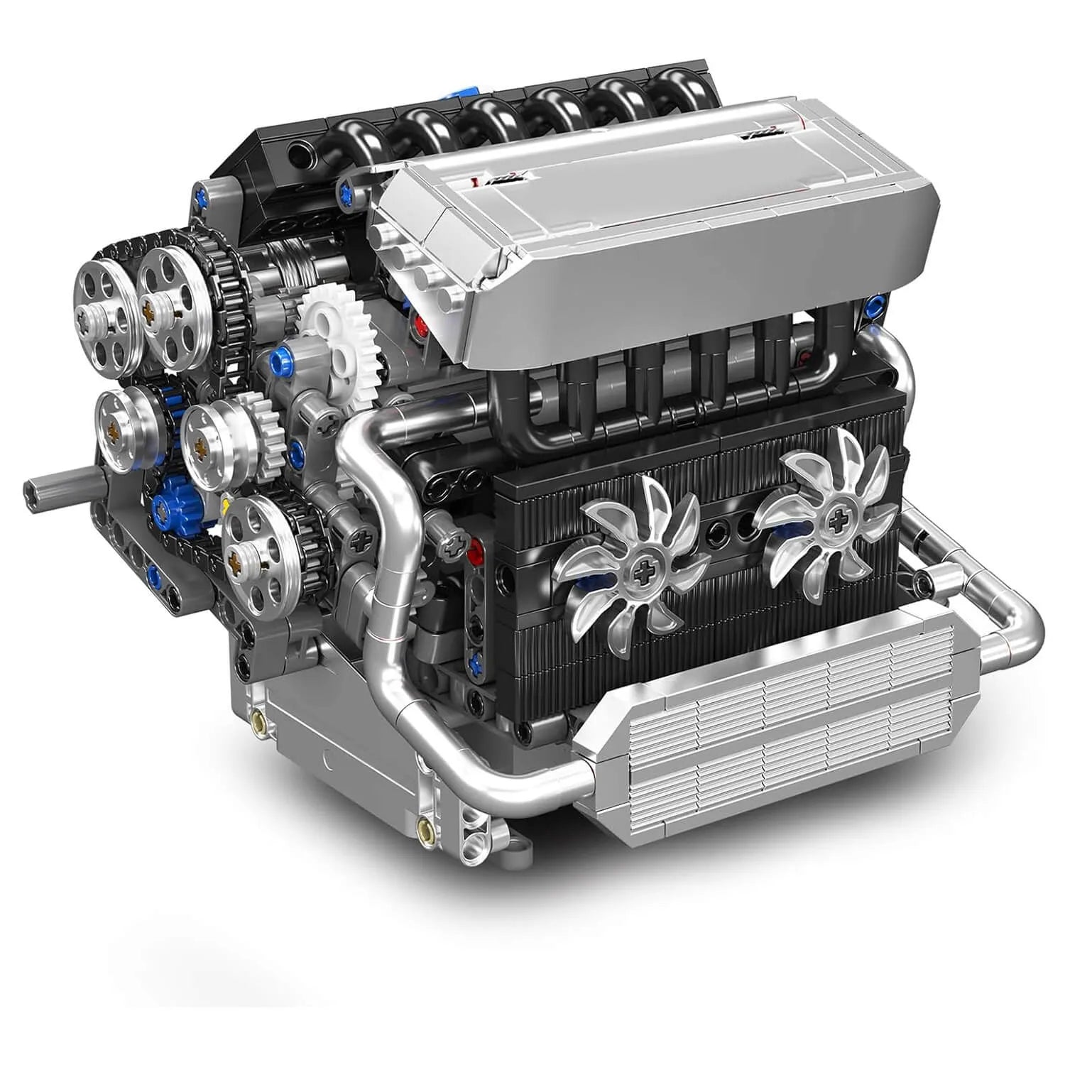 Motorised Inline-6 German Engine – brick-built display model made from building blocks