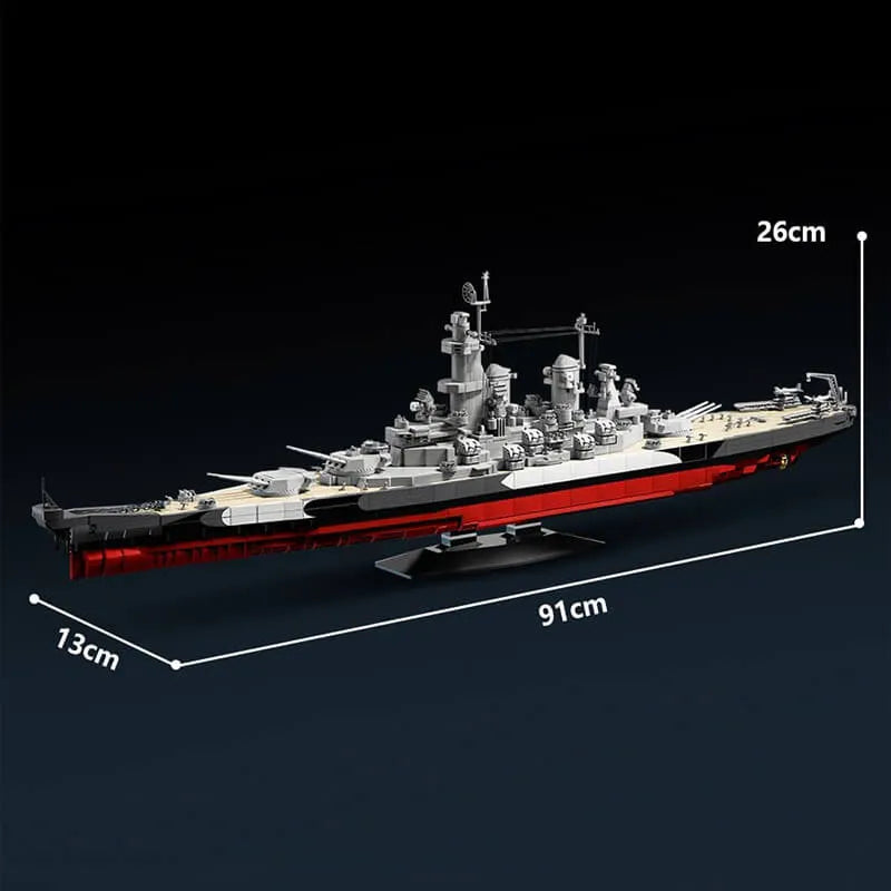 The USS Missouri BB-63 Battleship – brick-built display model made from building blocks