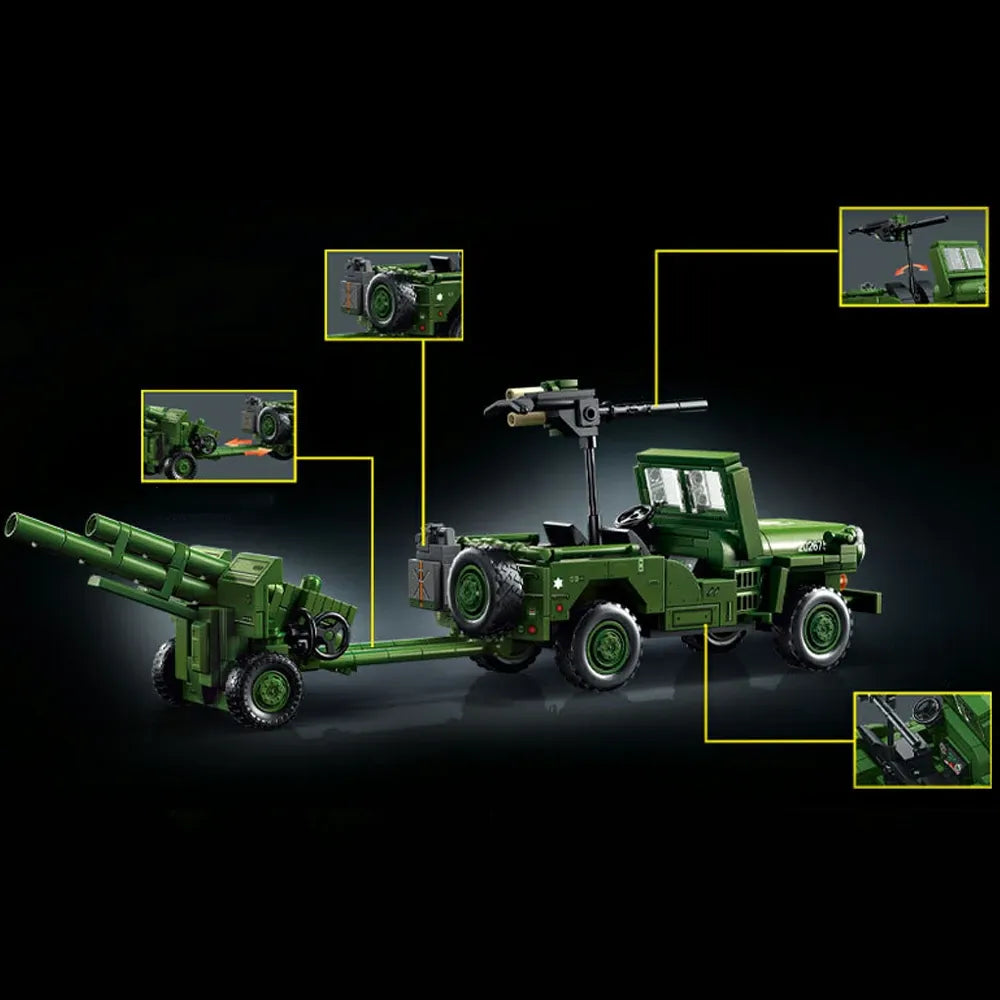 WWII American Willys Jeep - Building Set | Power Brickz