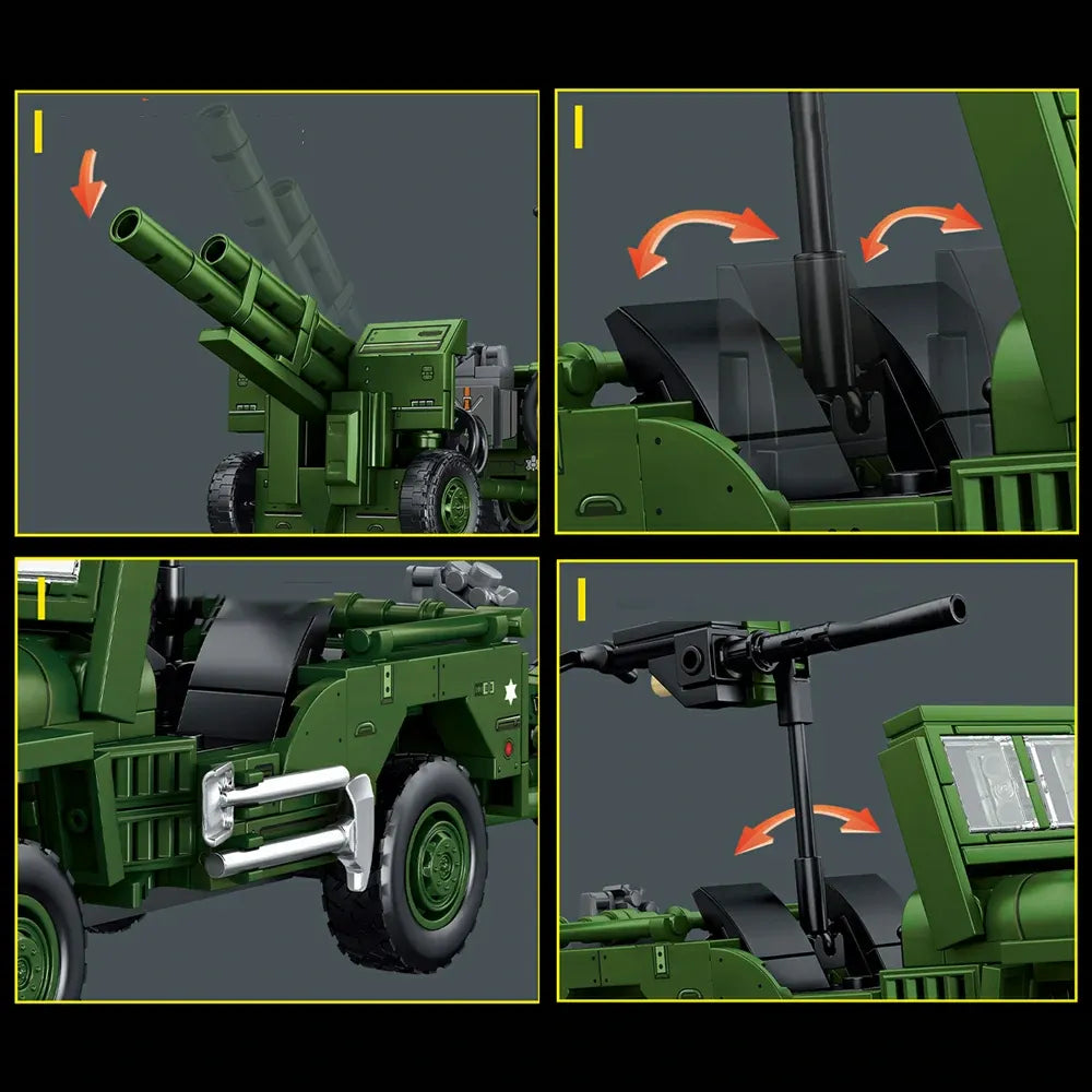 WWII American Willys Jeep - Building Set | Power Brickz