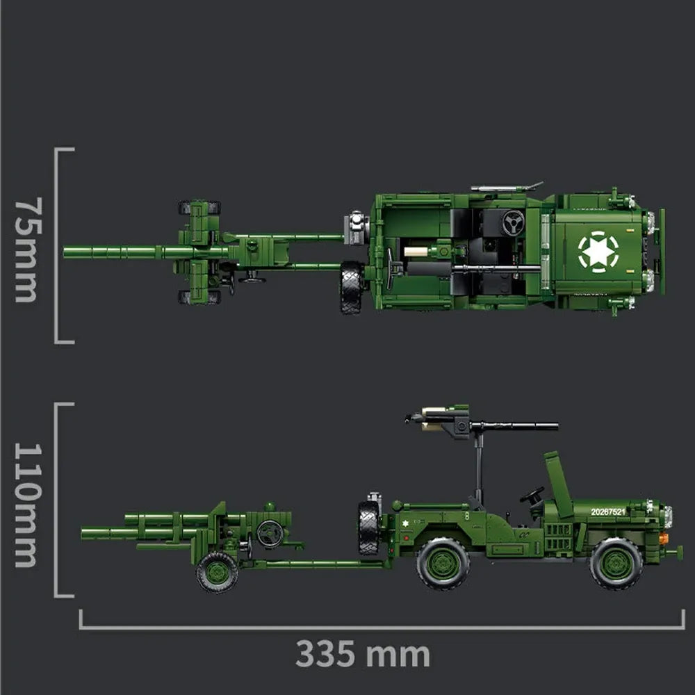 WWII American Willys Jeep - Building Set | Power Brickz