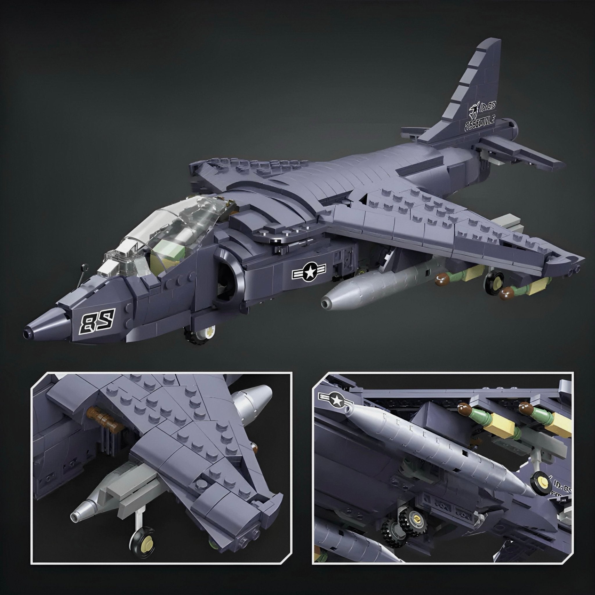Av-8 Sea Harrier Aircraft - Building Set | Power Brickz