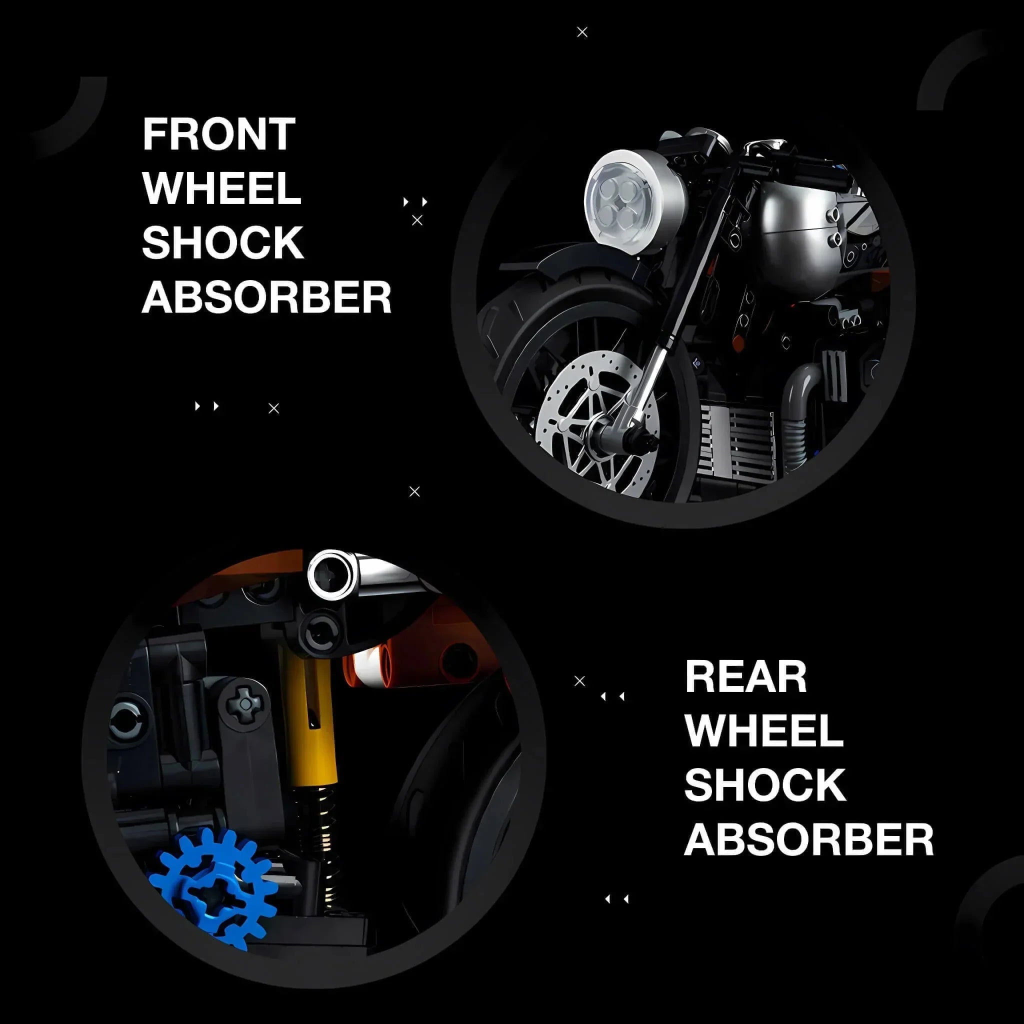 Retro Classic Motorcycle - Building Set | Power Brickz