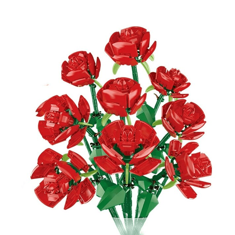 Bouquet of Nine Red Roses - Building Set | Power Brickz