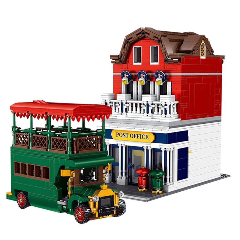 British Post Office with Bus - Building Set | Power Brickz