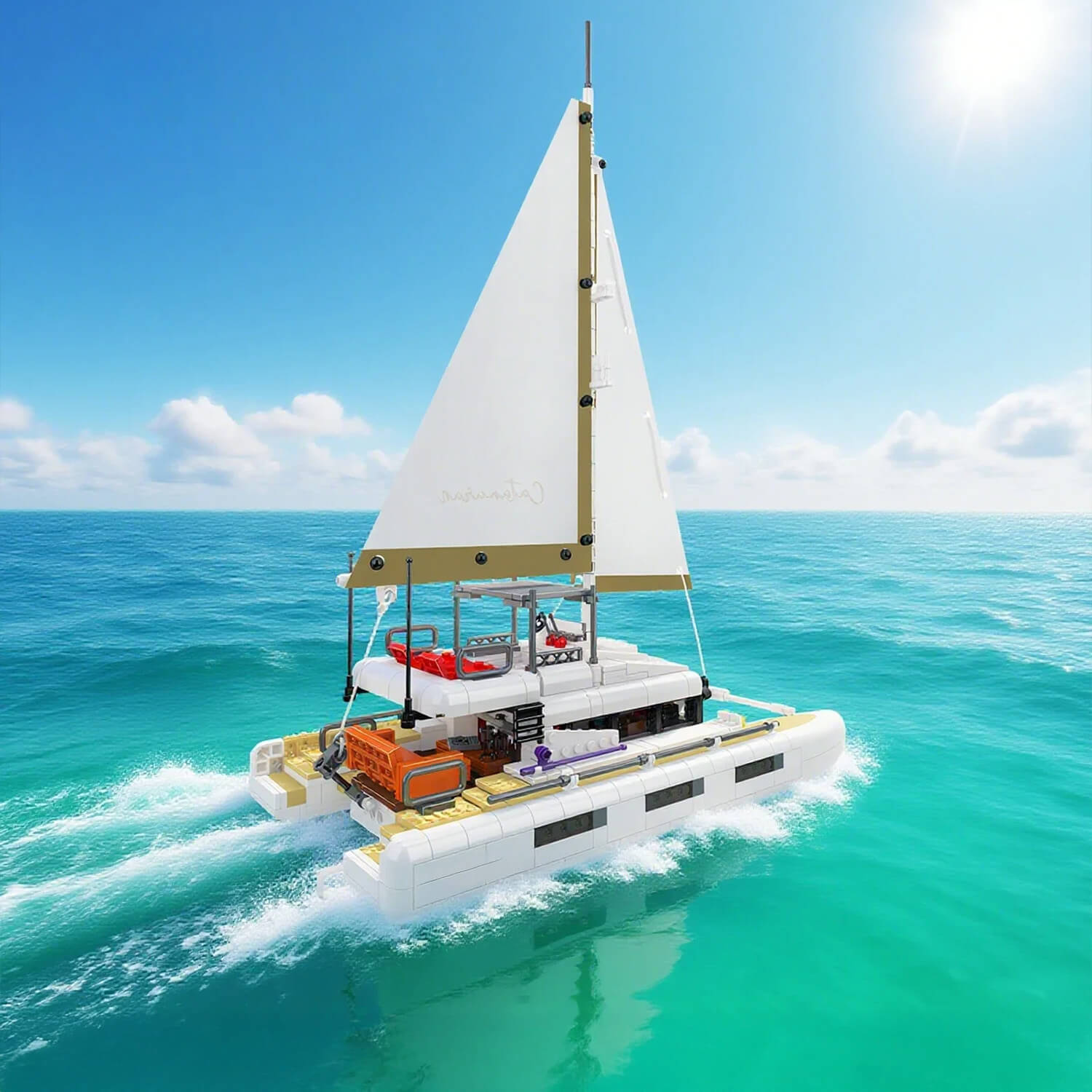 Luxury Catamaran Yacht - Building Blocks Set | Power Brickz
