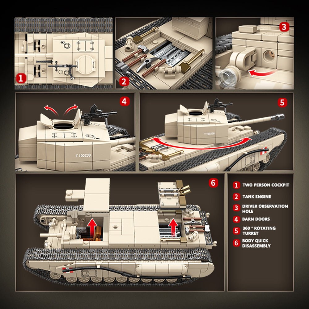 CHURCHILL MK.I Infantry Tank - Building Set | Power Brickz