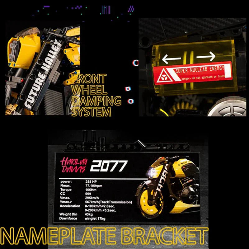 Cyberpunk Neon Street Bike - Building Set | Power Brickz