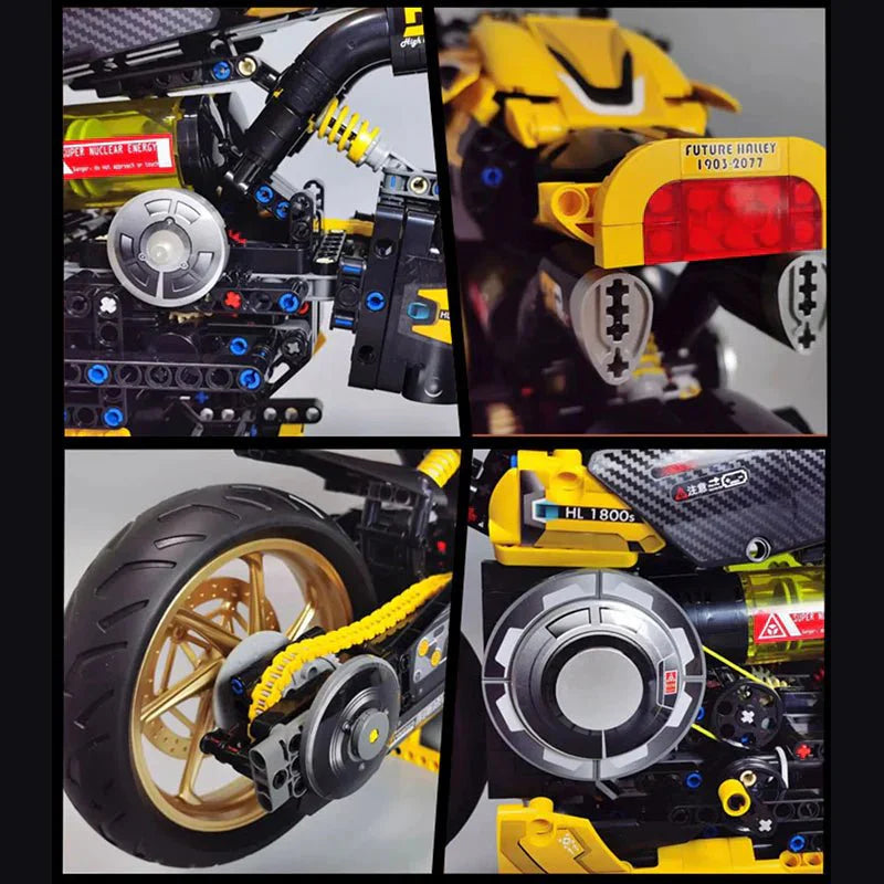 Cyberpunk Neon Street Bike - Building Set | Power Brickz