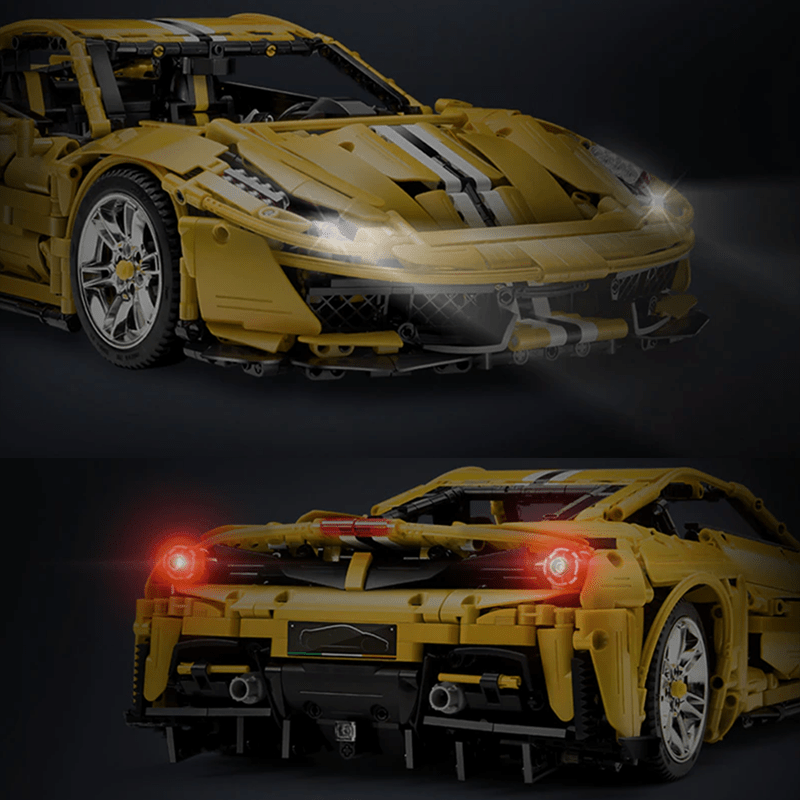 V8 FItalian Track Supercar Yellow - Building Blocks Set | Power Brickz