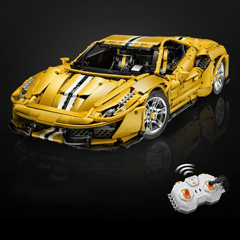 V8 FItalian Track Supercar Yellow - Building Blocks Set | Power Brickz