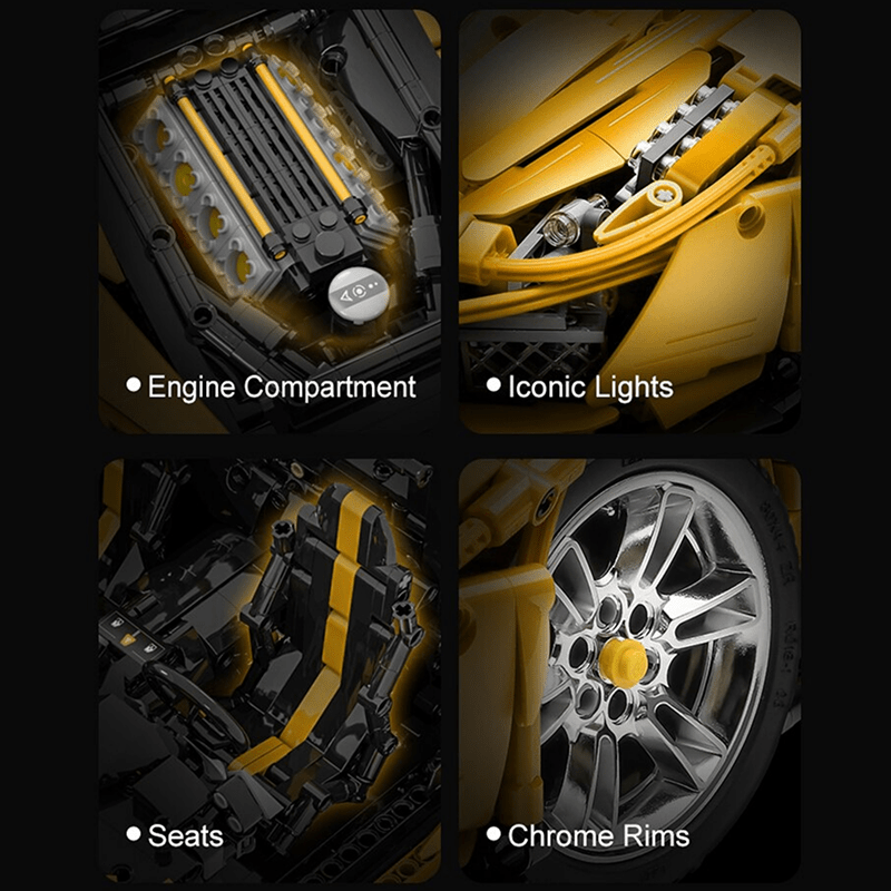 V8 FItalian Track Supercar Yellow - Building Blocks Set | Power Brickz
