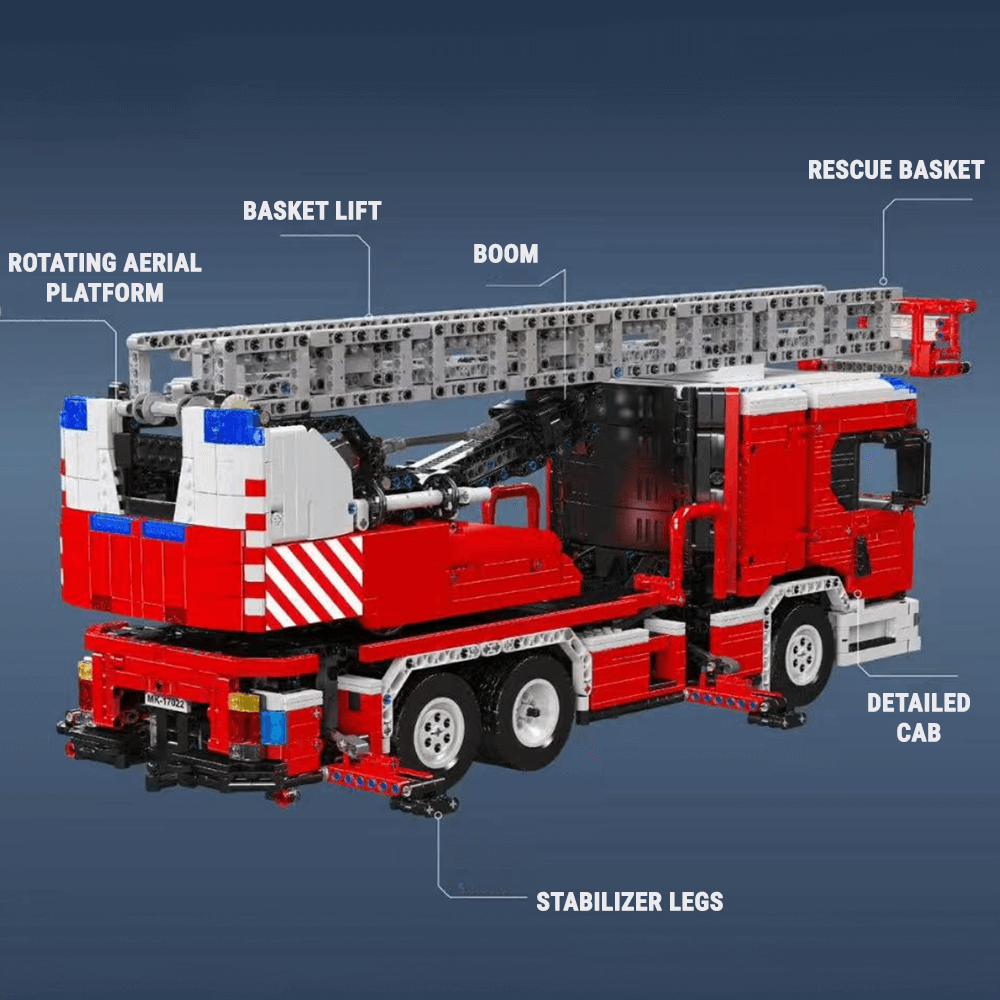 Fire Rescue Ladder Truck - Building Blocks Set | Power Brickz