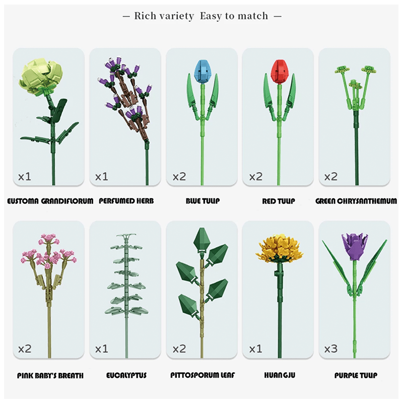 Flower Bouquet - Building Set | Power Brickz