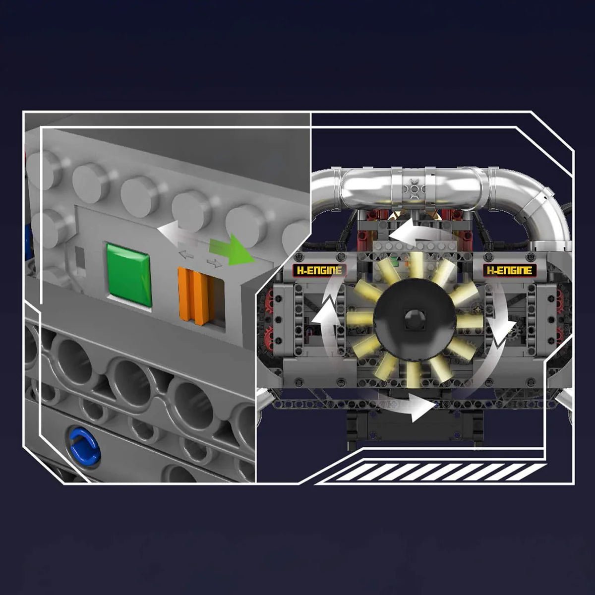 Functional Flat 6 Boxer Engine | 2374pcs - Power Brickz