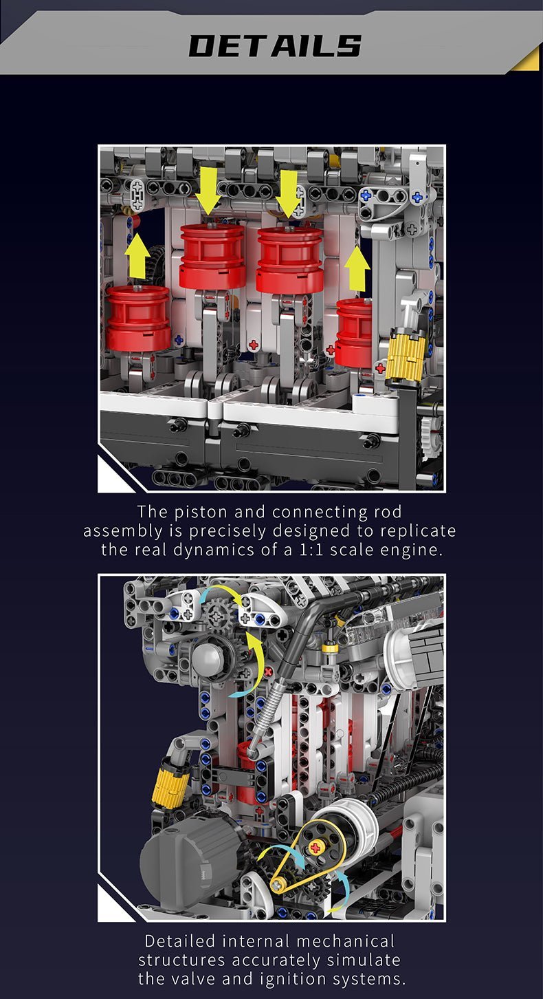 Functional Inline 4 - Cylinder L4 Gasoline | 1787pcs - Power Brickz